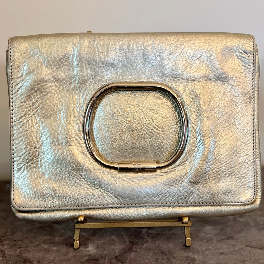 BCBGMAXAZRIA Metallic Envelope Clutch